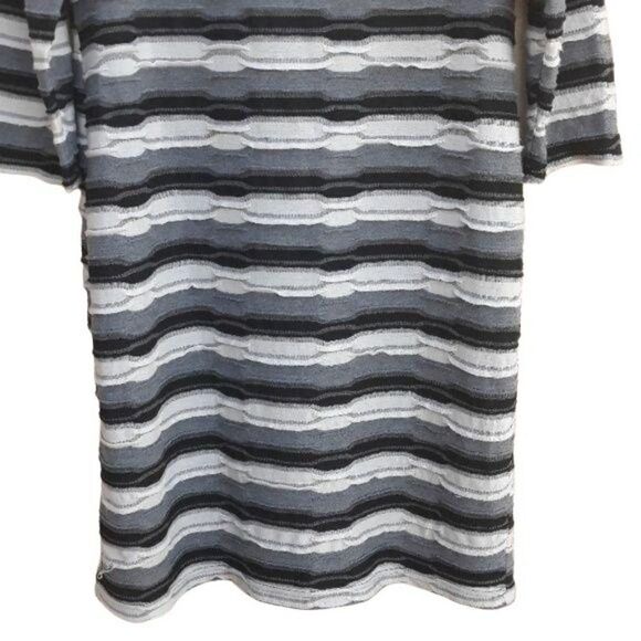 Sharagano Dress Shirt Quilted Bandage Midi Textured Striped Grunge Gray Sz 14 - Picture 6 of 8